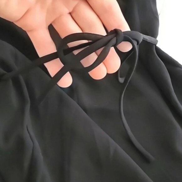 Wilfred Sabine Black Faux Wrap Sleeveless Mini Dress Pockets Size Small - Picture 7 of 13